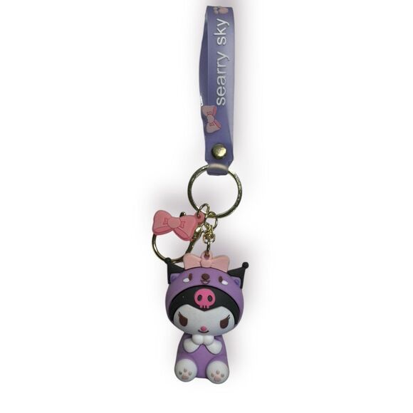 Sanrio Kuromi Purple Keychain Kawaii Rubber & Metal Keychain Searry Sky - Picture 1 of 4